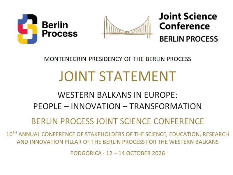 Kratak pregled Zajedničke izjave sa 10. zajedničke naučne konferencije Berlinskog procesa Zapadni Balkan u Evropi: ljudi – inovacije – transformacija